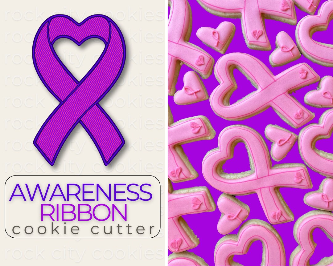 CANCER RIBBON Cookie Cutter Cancer Awareness Ribbon Cookie Etsy