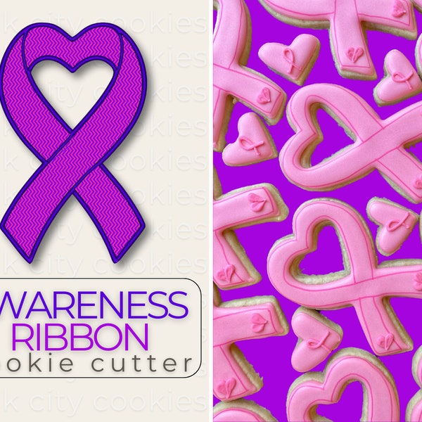 CANCER RIBBON Cookie Cutter | Cancer Awareness Ribbon Cookie Cutter >> Can Be Modified or Personalized For Any Awareness or Cause!