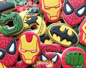SUPER HERO Cookies >> Customizable Decorated Sugar Cookies | Perfect for Super Hero Birthday Parties or Superhero Themed Events!