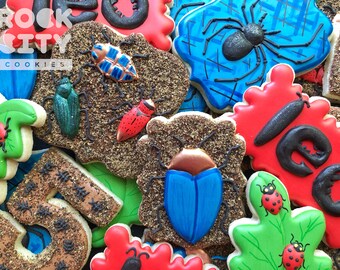 Insect Cookies, Bug Cookies, Bug Birthday Cookies, Insect Birthday Cookies, Bug Birthday Theme, Bug Party Theme, Insect Theme, Bug Theme