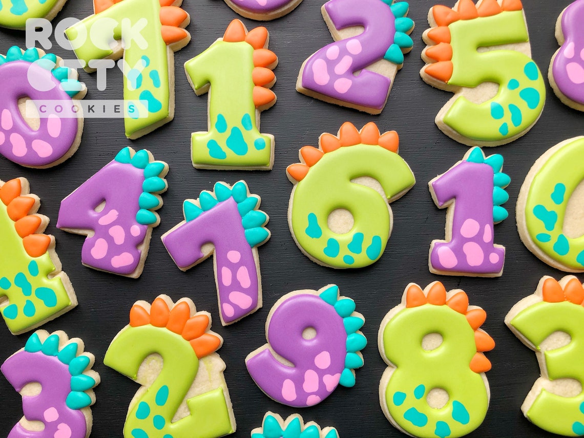 SMALL Dinosaur Cookie Cutter Dinosaur Birthday Number Cookie Etsy