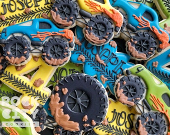 Monster Truck Cookies, Monster Truck Birthday, Monster Truck Theme, Monster Truck Birthday Cookies, Monster Truck Party Theme, Truck Theme