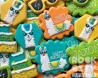 Llama Cookies, Llama Birthday Cookies, Llama Birthday Theme, Llama Party Theme, Sunglasses Cookies, Llama Party, Llama Birthday