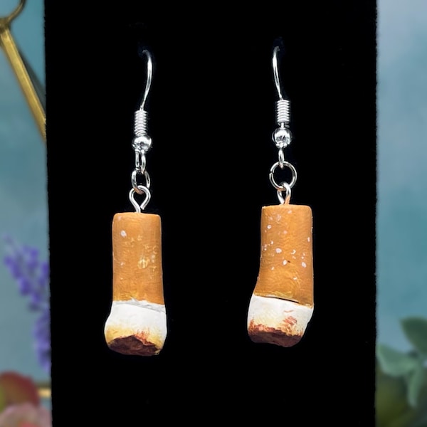 Handmade Dangle Cigarette Butts Earrings