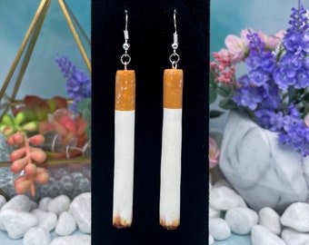 Handmade Dangle Half-Burnt Cigarette Earrings