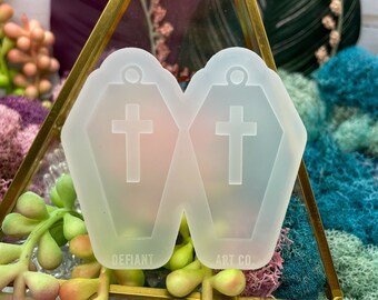 Coffin Earring Silicone Mold, Halloween Resin, Clay, Soap Making