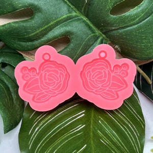 Tattoo Style Roses Valentine's Day Earring Food Safe Silicone Mold for Resin, Jesmonite, Clay, Soap, Wax Melts, Candy, and More