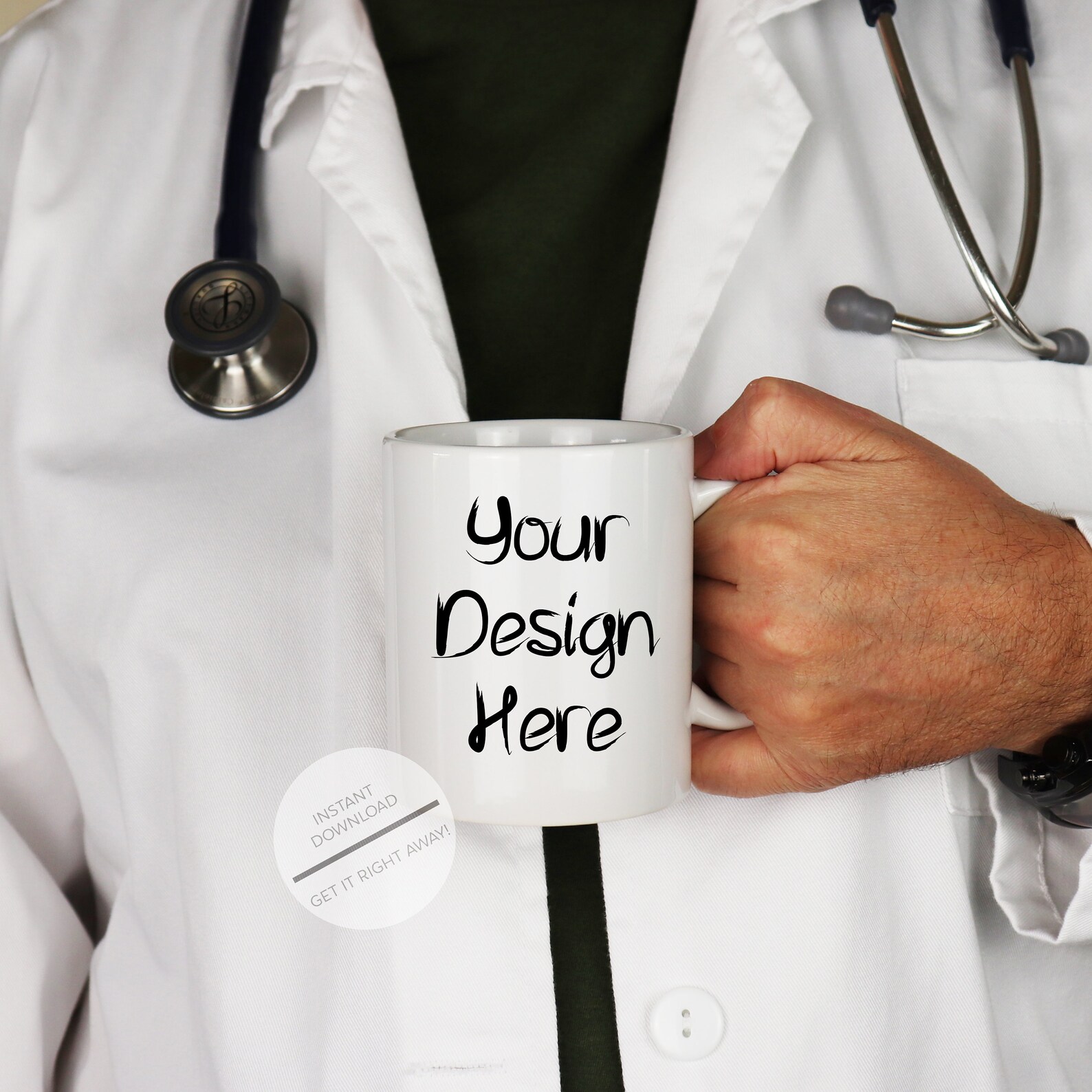 Download Coffee Mug Mockup With Man In Lab Coat-Medical Theme ...