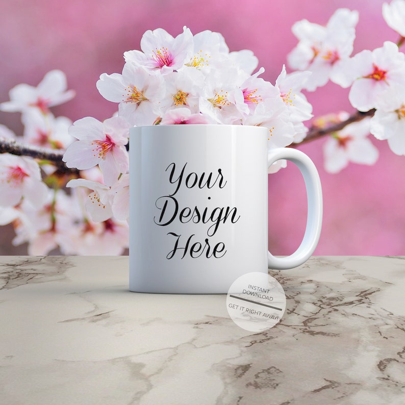 Download Mug Mockup-Cherry Blossom Scene Mug Mock-up Digital | Etsy