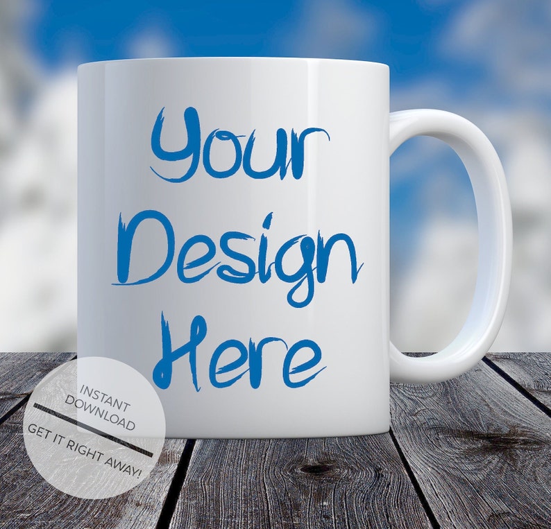 Download Mug Mockup-Distressed Wood Table & Winter Scene Mug Mock ...