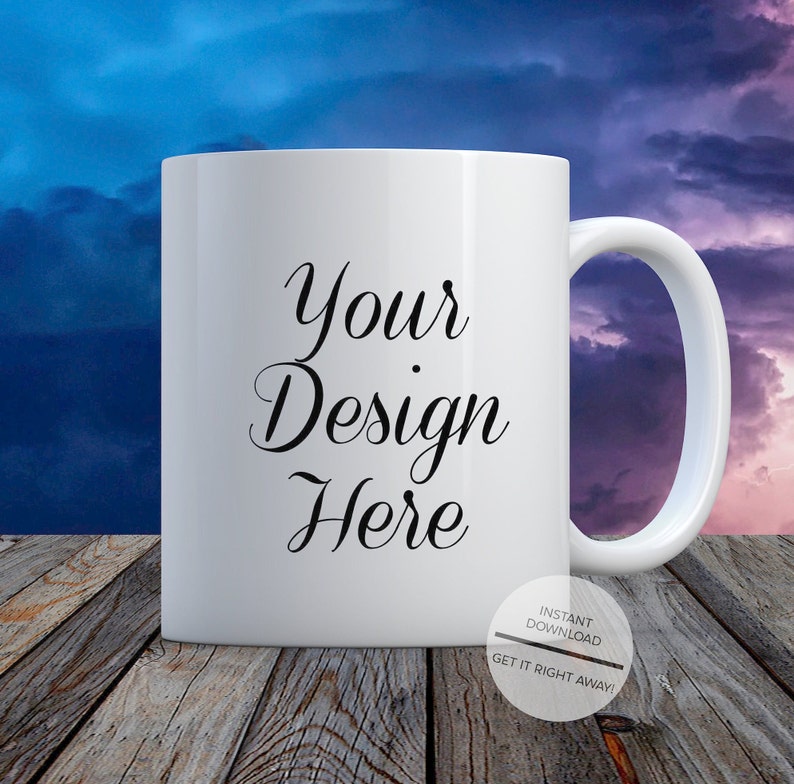 Download Mug Mockup-Wood Table On The Beach Scene Mug Mock-up ...