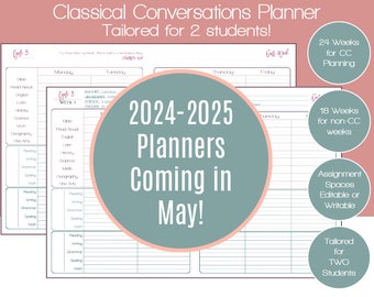 2023-24 Classical Conversations Homeschool Parent Planner for Foundations & Essentials with TWO Students - Cycle 3 - Digital - Editable