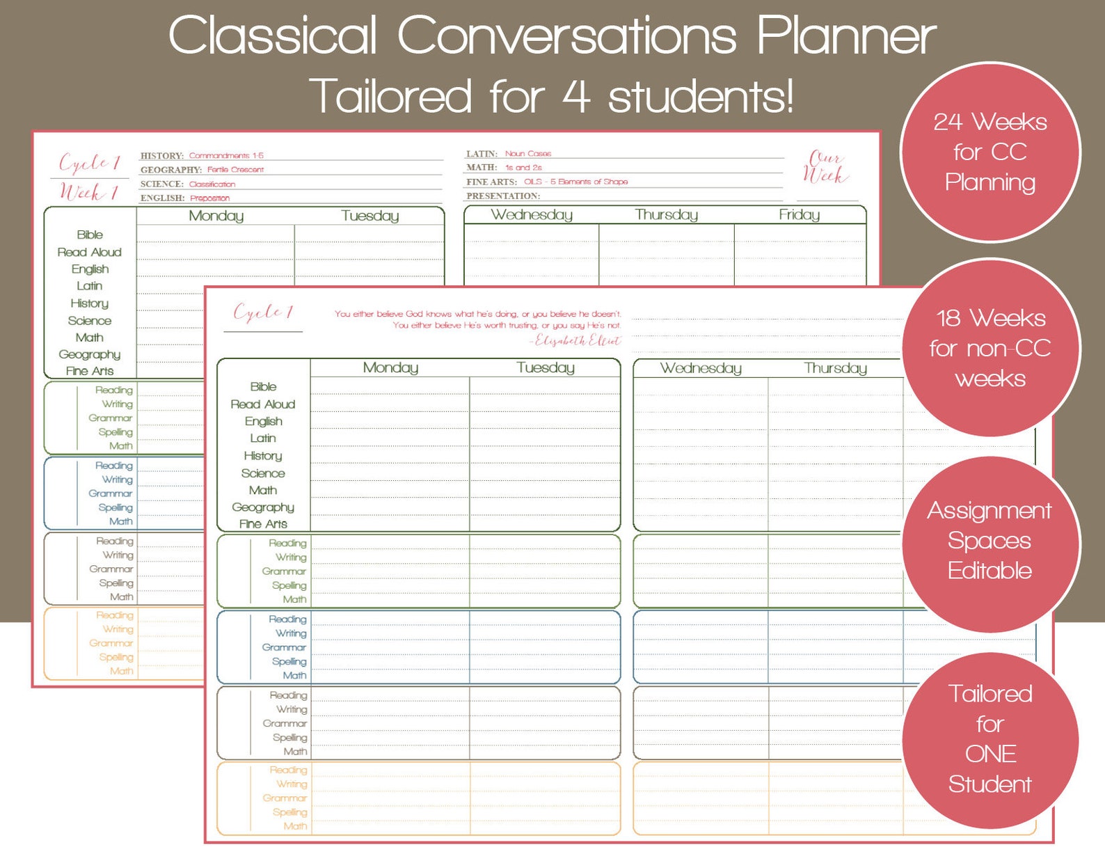 Classical Conversations Homeschool Planner for Foundations & Etsy