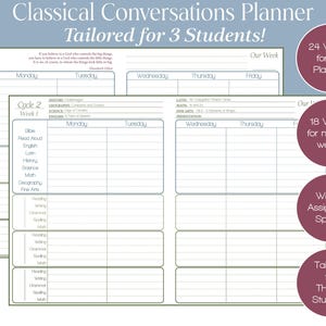 2025-26 Classical Conversations Homeschool Parent Planner for Foundations & Essentials with THREE Students - Cycle 2 - Digital