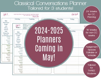 2023-24 Classical Conversations Homeschool Parent Planner for Foundations & Essentials with THREE Students - Cycle 3 - Digital - Editable
