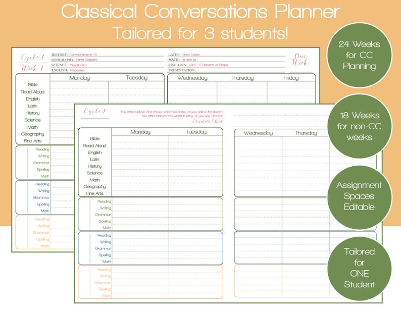 Classical Conversations Homeschool Planner for Foundations &amp; | Etsy