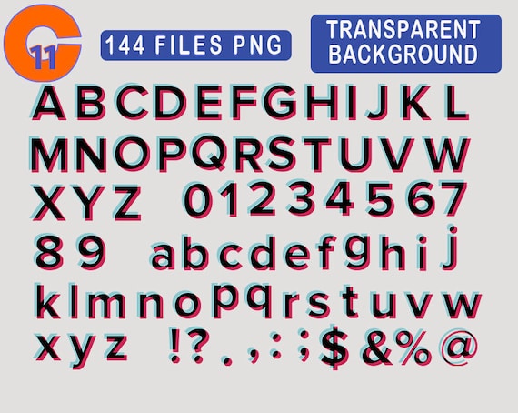 Alphabet Tiktok Font Letters Png Files 144 Files Etsy