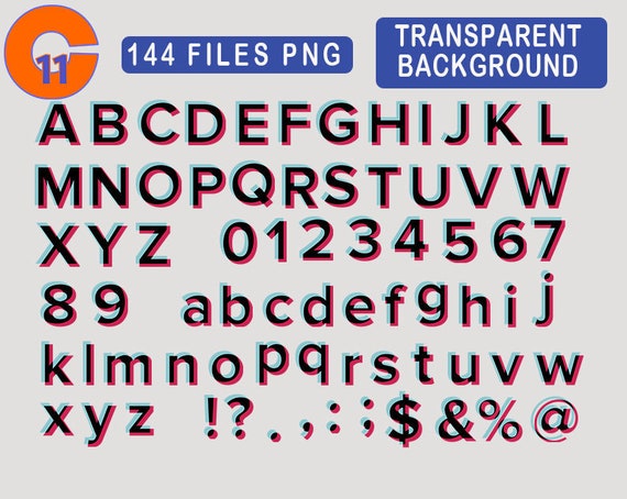 Alphabet Tiktok Font Letters Png Files 144 Files Etsy