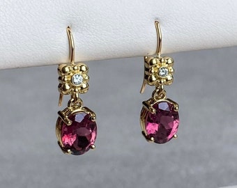 Dahlia II - 14k Pink Tourmaline and Diamond Earrings