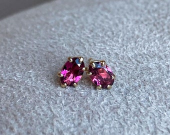 14k Rubellite Tourmaline Studs