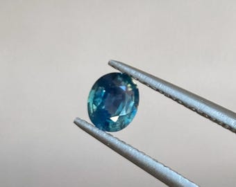 0.65 ct Opalescent Teal Sapphire - Custom Gold Ring