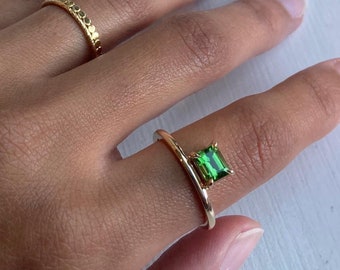 14k Bamboo Green Tourmaline Ring