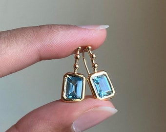 14k Aquamarine Riviera Drops