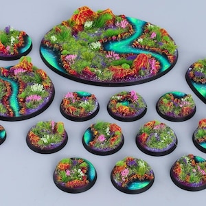 Classic Magic Valley - Battle ready bases for wargames, miniatures, figures - Different Sizes [PAINTED]