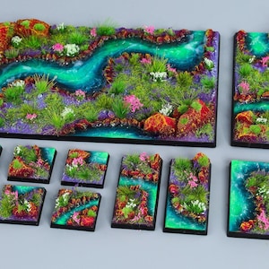 Classic Magic Valley - Square - Battle ready bases for wargames, miniatures, figures - Different Sizes [PAINTED]