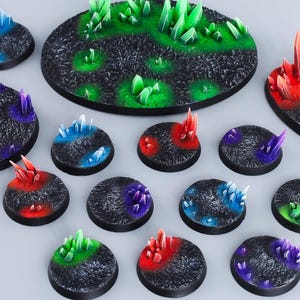 Crystals - Battle ready 3D bases for wargames, miniatures, figures - Different Sizes [PAINTED]