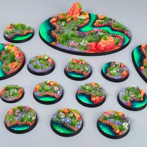 Classic Magic Valley - Battle ready bases for wargames, miniatures, figures - Different Sizes [PAINTED]