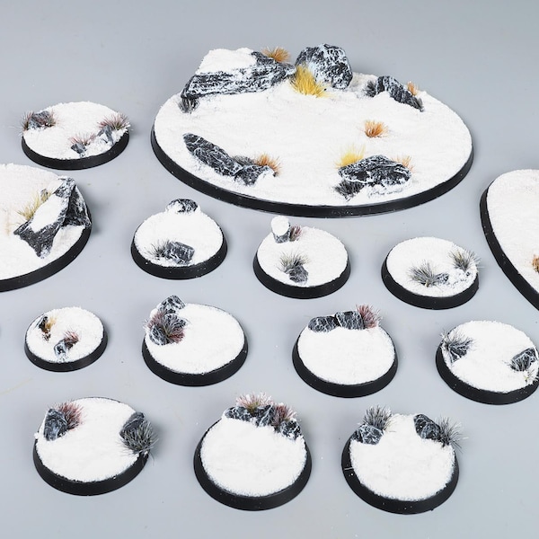 Snow - Painted bases for wargames, miniatures, figures - Different Sizes