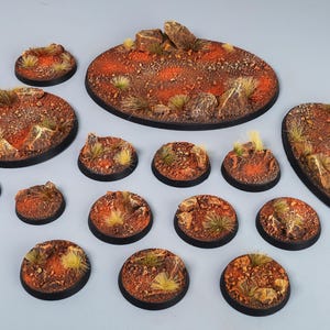 Classic Red Earth - Battle ready bases for wargames, miniatures, figures - Different Sizes [PAINTED]