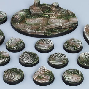 Temple Ruins - Battle ready 3D bases for wargames, miniatures, figures - Different Sizes [PAINTED]