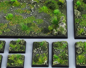 Classic Forest - Quadrat - Schaukampftaugliche Basen für Kriegsspiele, Miniaturen, Figuren - Verschiedene Größen [BEMALT]