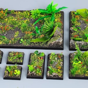 Classic Jungle - Square - Battle ready bases for wargames, miniatures, figures - Different Sizes [PAINTED]