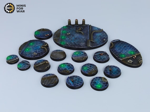 Futuristic City - Battle ready 3D bases for wargames, miniatures, figures - Different Sizes [PAINTED]