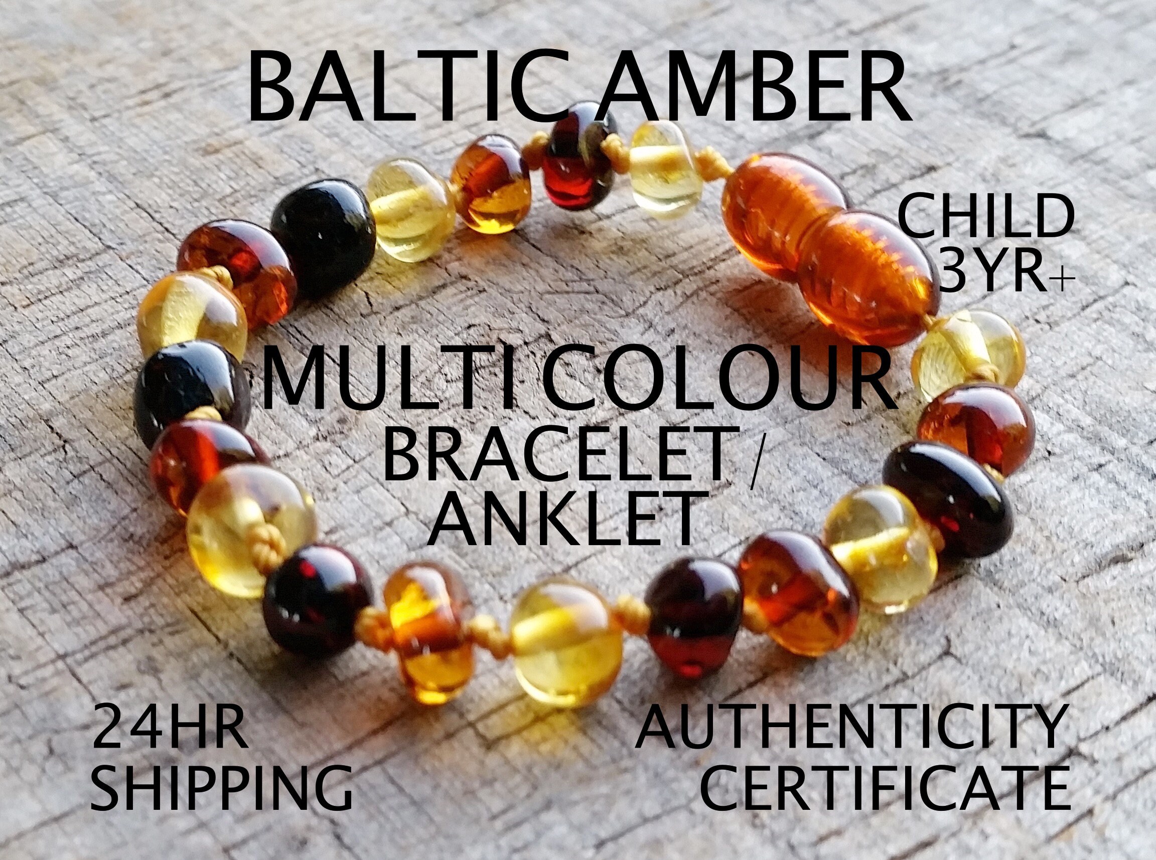 MULTI COLOUR Baltic Amber Bracelet or Anklet CHILD 3YR Etsy