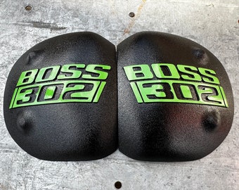 2012-2013 Ford Mustang Boss 302 strut tower covers (set of 2) Boss 302 logo ghig green embossed