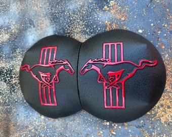 2005-2014 Ford Mustang Strut Tower Covers (set of 2) embossed pony tri bar logo (choose color)