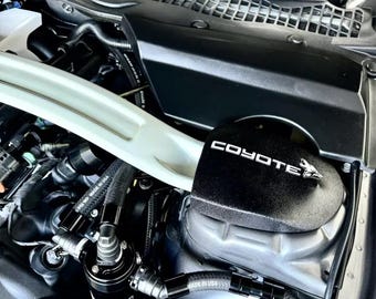 Mustang Strut Tower Covers (2015-2026): Coyote Logo, (choose logo color)