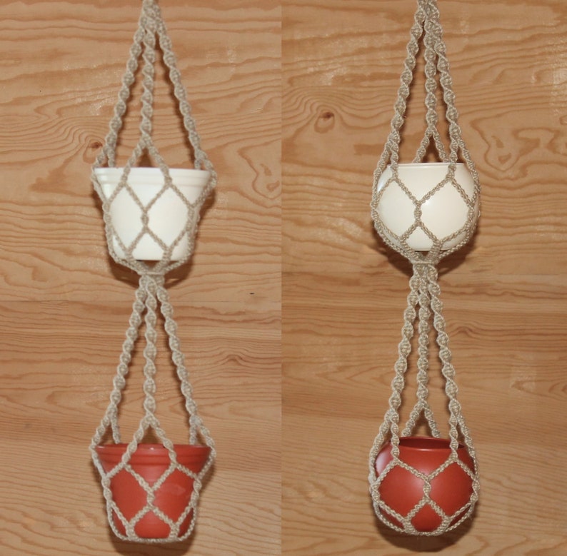 Macrame Double Plant Hanger Without Tassel Jute plant Etsy