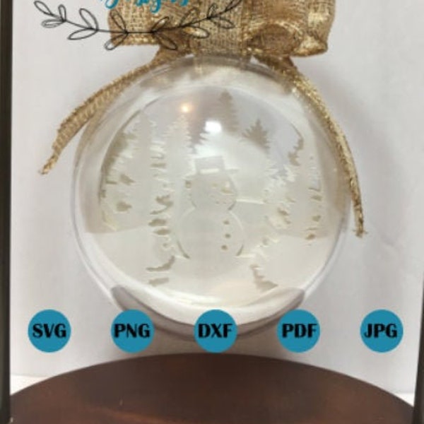 Christmas Snowman Shadow Box 3D Christmas Ornament Digitial Download SVG Template