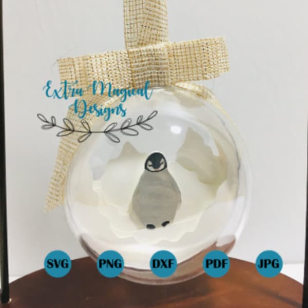 Christmas Penguin Shadow Box 3D Christmas Ornament Digitial Download SVG Template