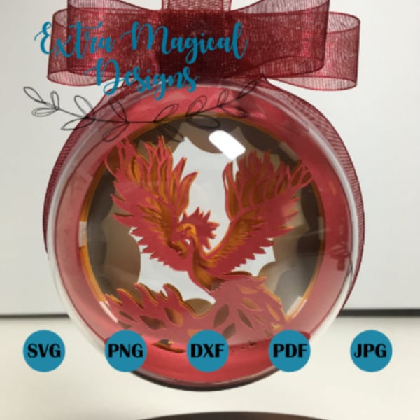 Christmas Phoenix Shadow Box 3D Christmas Ornament Digitial Download SVG Template Christmas Phoenix Shadow Box 3D Christmas Ornament Digitial Download SVG Template