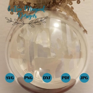 Christmas Deer in Woods Shadow Box 3D Christmas Ornament Digitial Download SVG Template