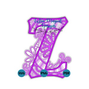 3D Mandala Letter Z Paper Cut File Digital Download SVG Template