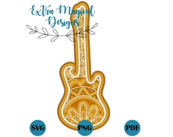 Download Guitar 3D Mandala Svg - Free Layered SVG Files