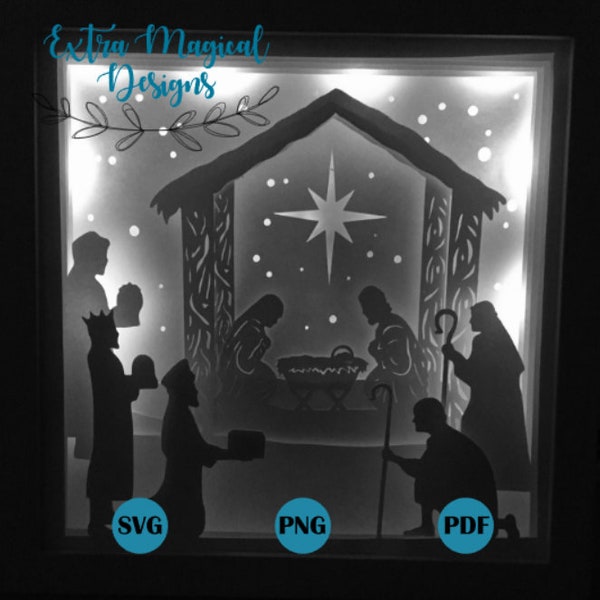 Nativity Shadow Box Svg - Etsy