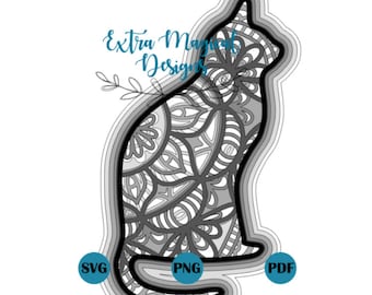 Download 3d Cat Mandala Etsy